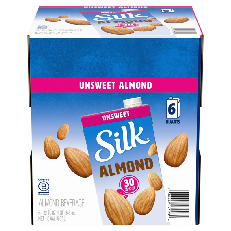 Leche almendras sin azucar Silk almond milk 6 Unid/paq
