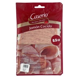 Jamon Caserio Cocido Rebanado 0.5 Lb (Empacado)