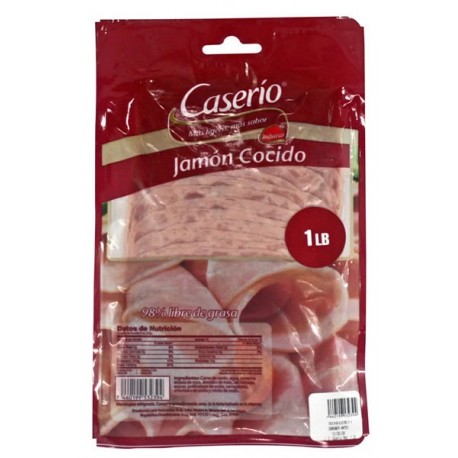 Jamon Caserio Cocido Rebanado 1 Lb (Empacado)