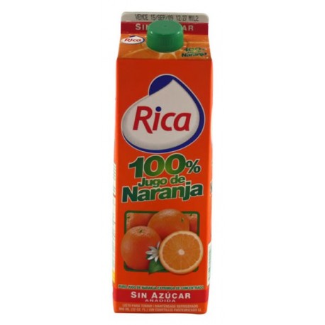 Jugo Rica 100% Naranja S/Azucar 32 Oz (1 Lt)