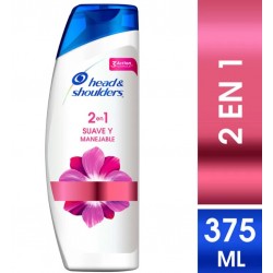 Shampoo head and shoulders 2 en 1 suave manejable 375ml