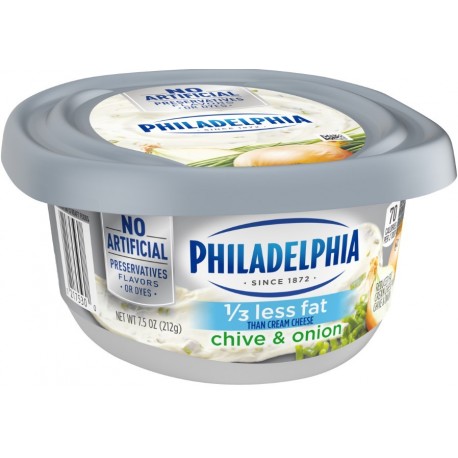 Cream cheese 1/3 less fat & chive onion Philadelphia 12oz