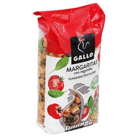 Pasta Gallo Funghini tricolore margaritas con vegetales 500g