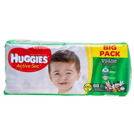 Pañales active sec big pack nº 5 huggies 68 unindades