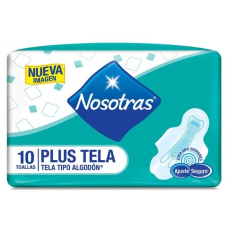 Toallas sanitarias plus tela nosotras 10 unidades