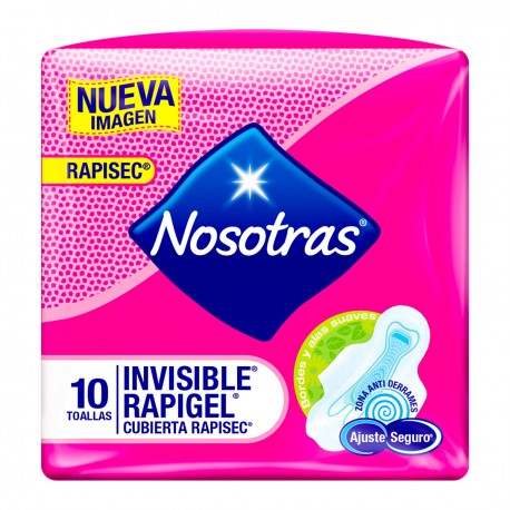 Toallas sanitarias invisible rapigel nosotras 10 unidad