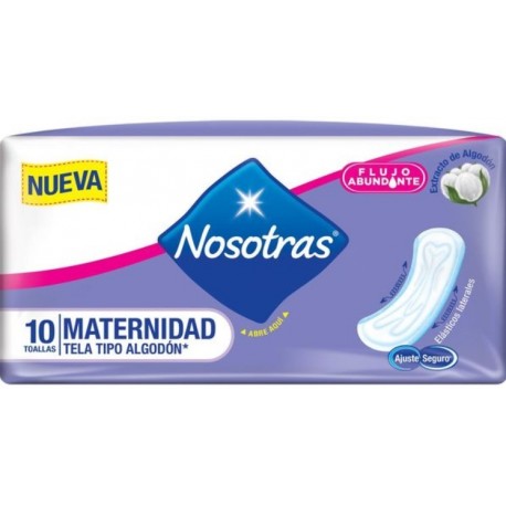Toallas sanitarias de maternidad nosotras 10 unidad
