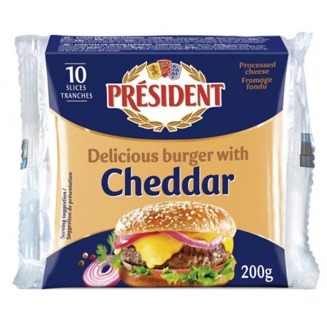 Queso President Cheddar 10 Slices