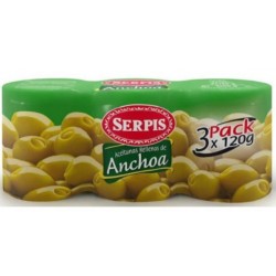 Aceituna Serpis con Anchoas  Pack 3 unidades  120g