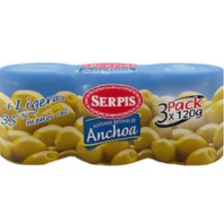 Aceituna Serpis con Anchoas Menos Sal  Pack 3 unidades  120g